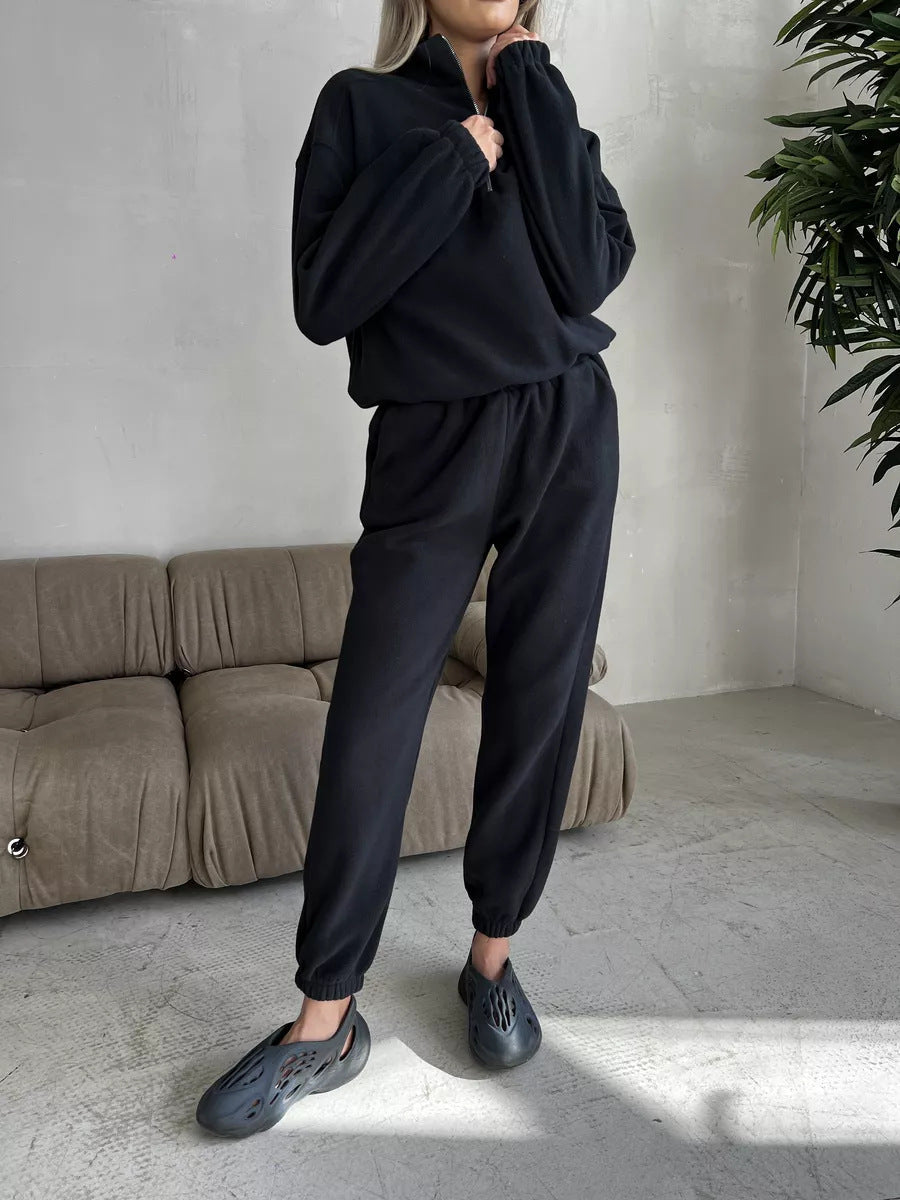 Damen Sportset Sweatshirt Jogginghose Tunnelzug Grau Eveloria