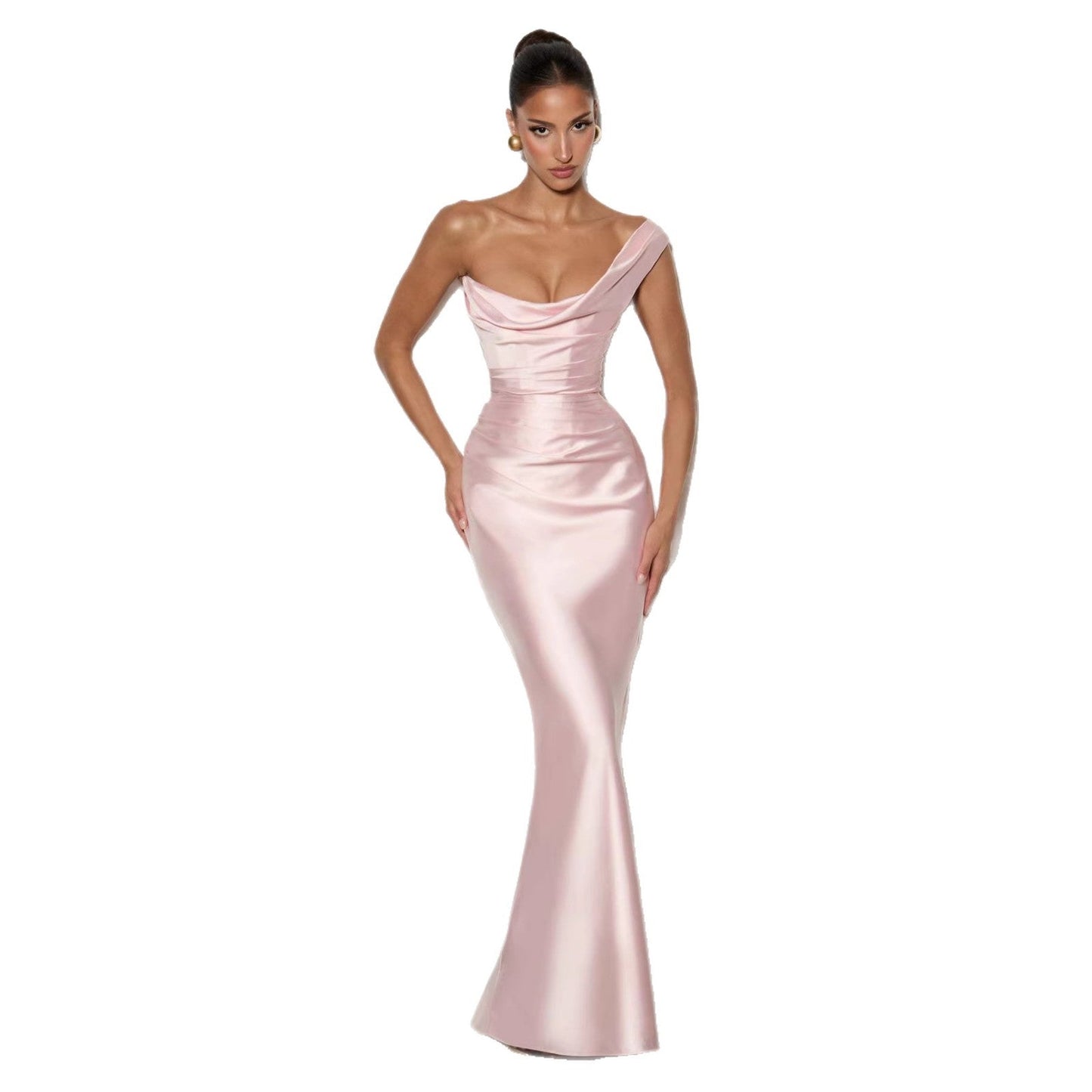 Damen Abendkleid Schulterfrei Satin Eveloria