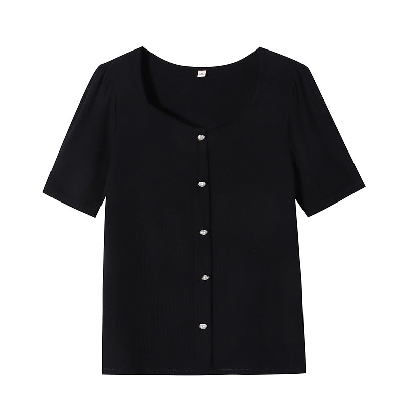 Damen Oberteil mit Knöpfen Feines Design Eveloria