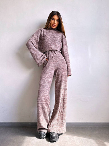 Damen Loungewear Set Weites Rippdesign