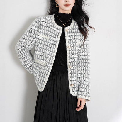 Damen Strickjacke Strukturiertes Muster Knöpfe Beige - Eveloria