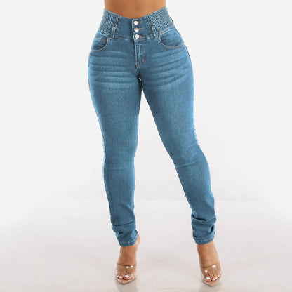 Damen Skinny Jeans Hochtaillierte Elastisch Eveloria