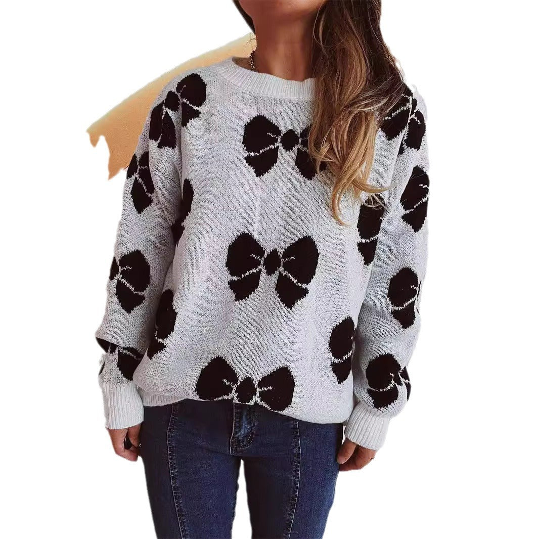 Damen Pullover Schleifenmuster Eveloria