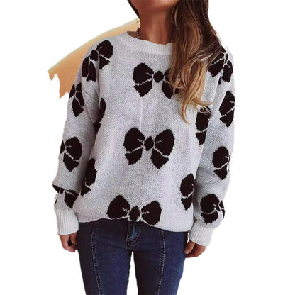 Damen Pullover Schleifenmuster Eveloria