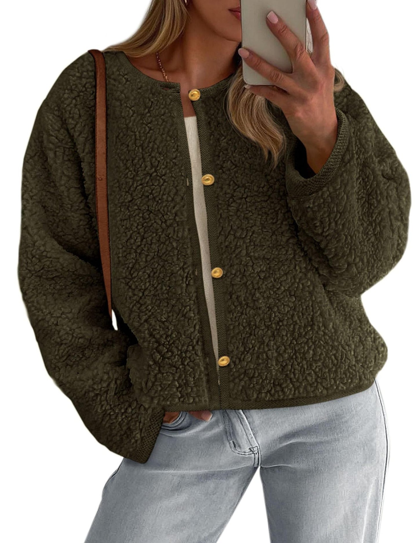 Damen Fleecejacke Oversized Kuschelig Blau Eveloria