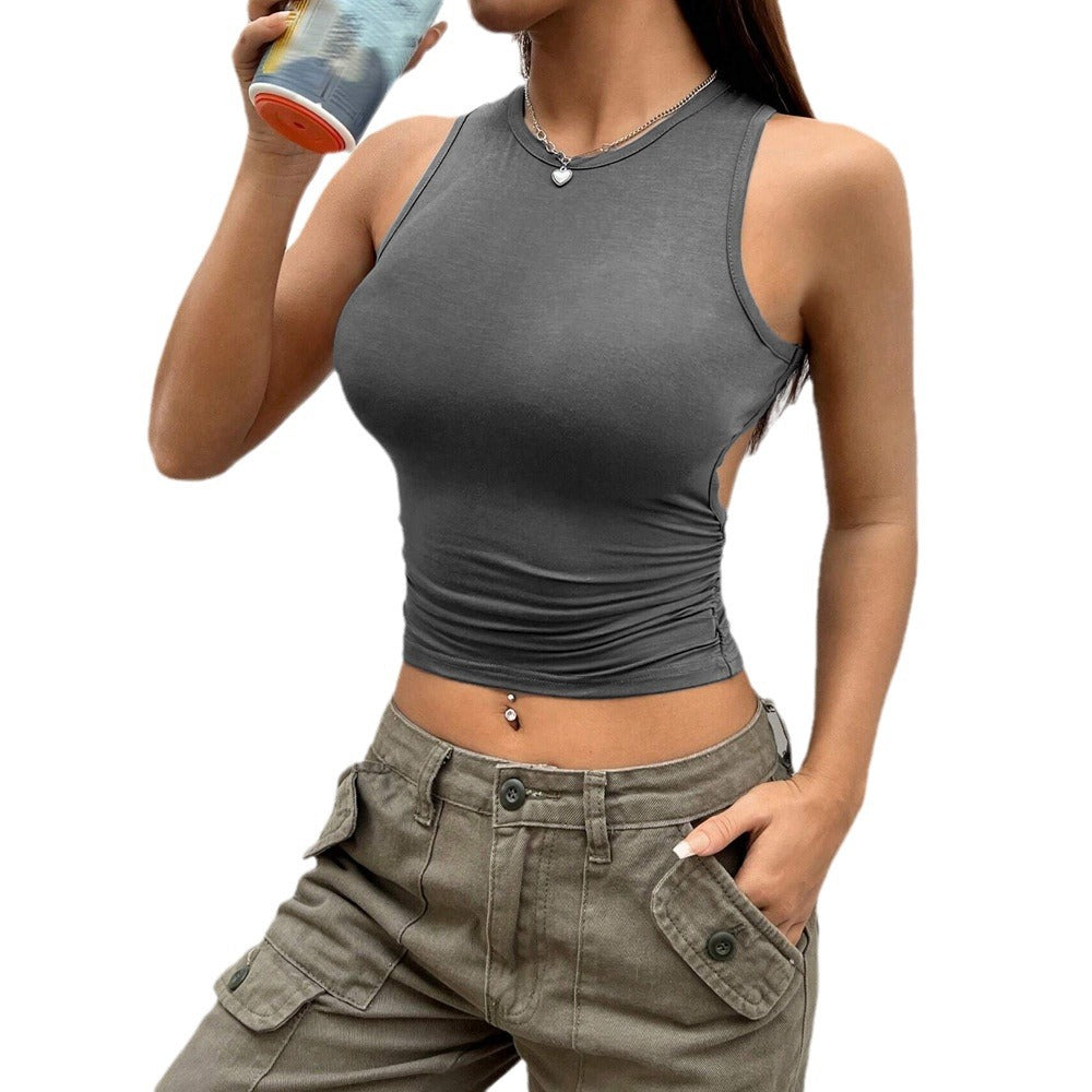Damen Cropped- mit Raffungselement Seitennaht