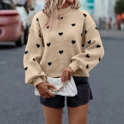 Damen Pullover Herzen-Design Lässig Eveloria