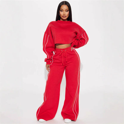 Damen Crop- Jogginghose Set Bequem Eveloria
