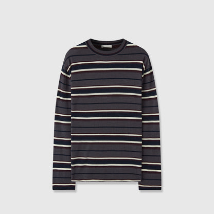 Damen Langarmshirt Streifenmuster Eveloria Baumwolle Weiß