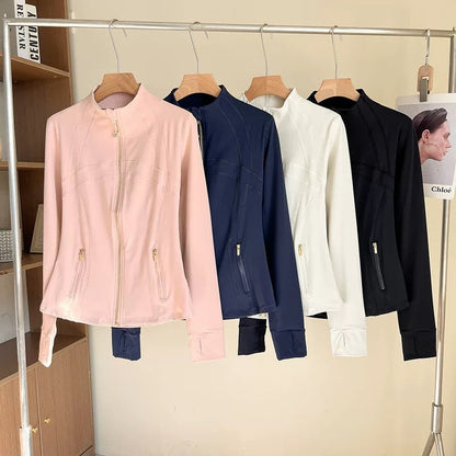 Damen Sportjacke Hochkragen Innovativer Reißverschluss