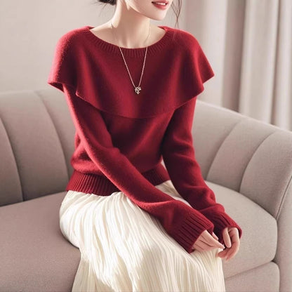 Damen Pullover Lässiger Schalkragen Eveloria
