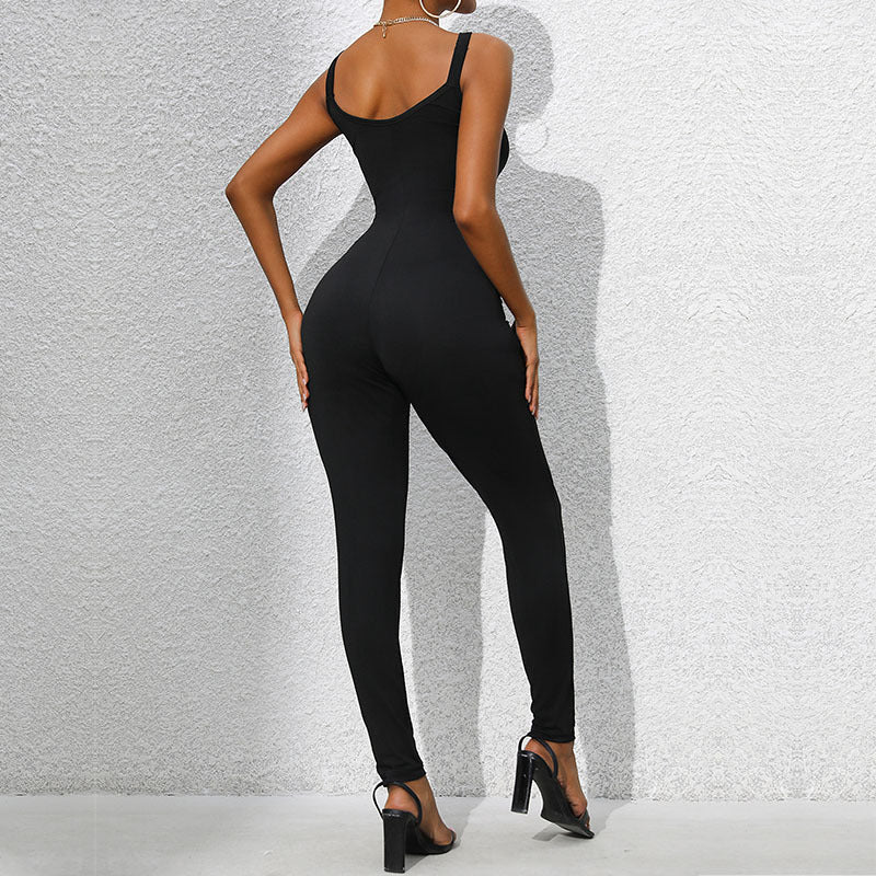 Damen Jumpsuit Figurbetont Kettendetails Eveloria