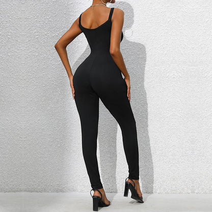 Damen Jumpsuit Figurbetont Kettendetails Eveloria