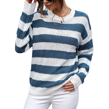 Damen Strickpullover Modern Streifen Lässig
