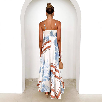Damen Maxikleid mit Trägern Floralmuster Eveloria