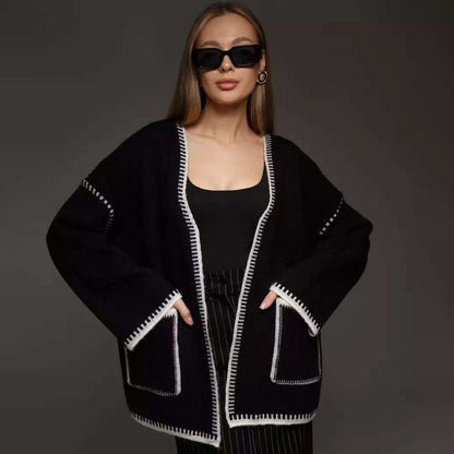 Damen Strickcardigan mit Taillengürtel und Taschen Eveloria