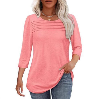 Damen Langarmshirt Plissee-Details Eveloria