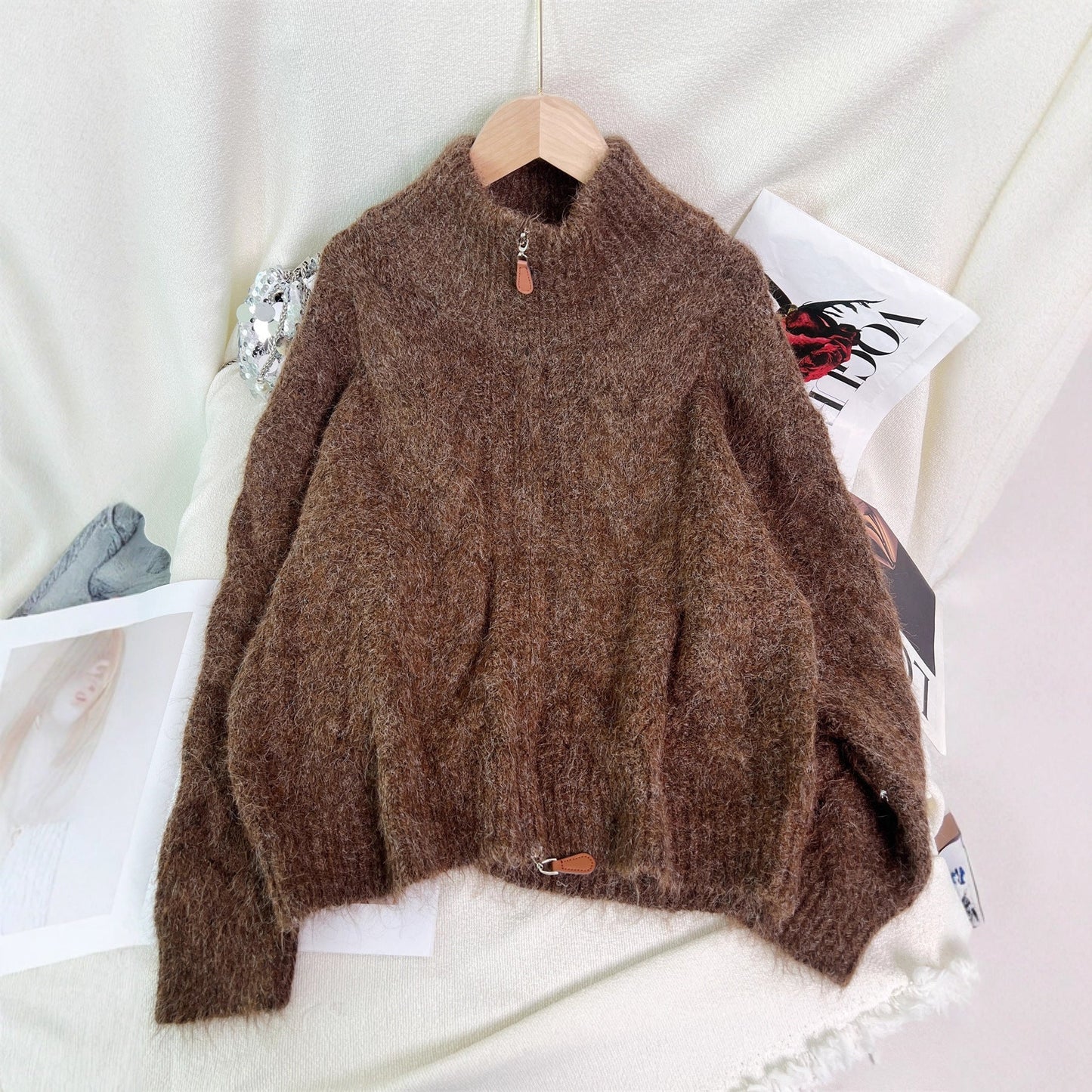 Damen Strickjacke Strukturiertes Zopfdesign Eveloria