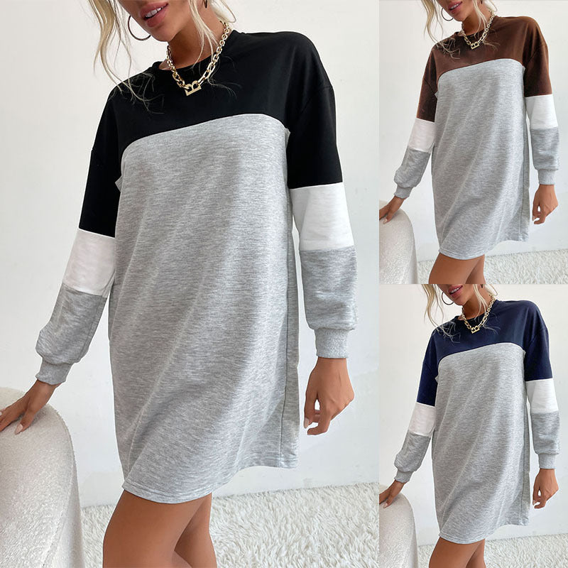 Damen Freizeitkleid Farbblockdetails Lässiger Schnitt Eveloria - Eveloria
