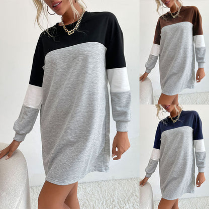 Damen Freizeitkleid Farbblockdetails Lässiger Schnitt Eveloria - Eveloria