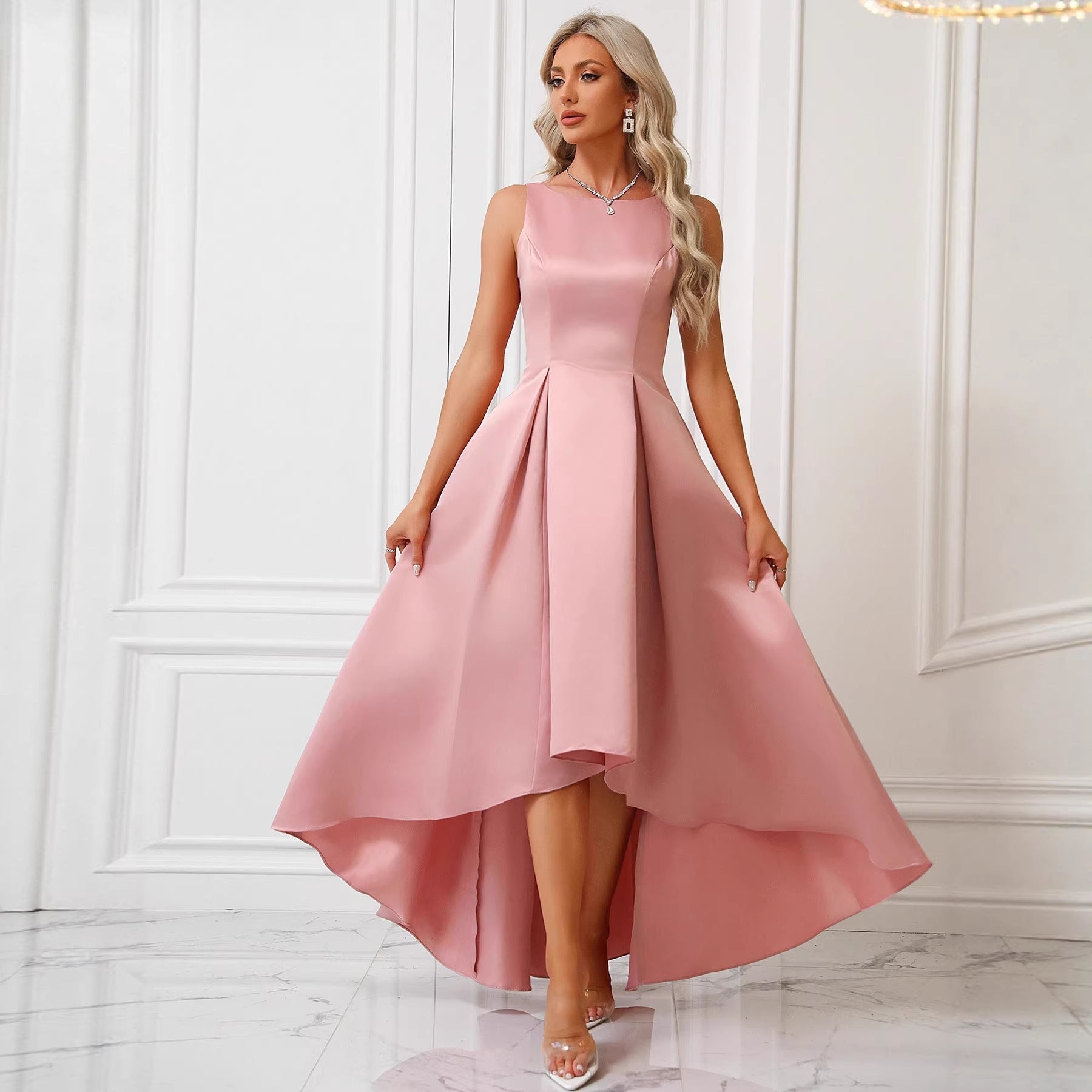 Damen Abendkleid Asymmetrischer Schnitt Raffinierte Falten Eveloria - Eveloria