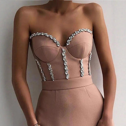 Damen Abendkleid Figurbetont mit Bustier-Optik und