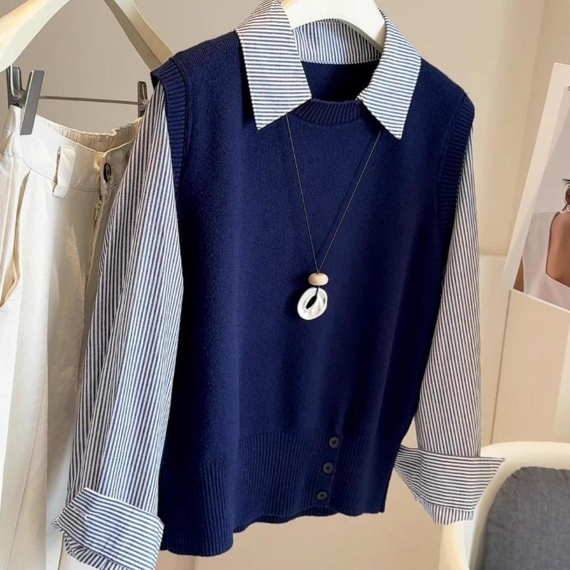 Damen Pullover Hemdkragen Eveloria