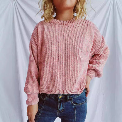 Damen Grobstrickpullover Weite Ärmel Strukturiert Beige