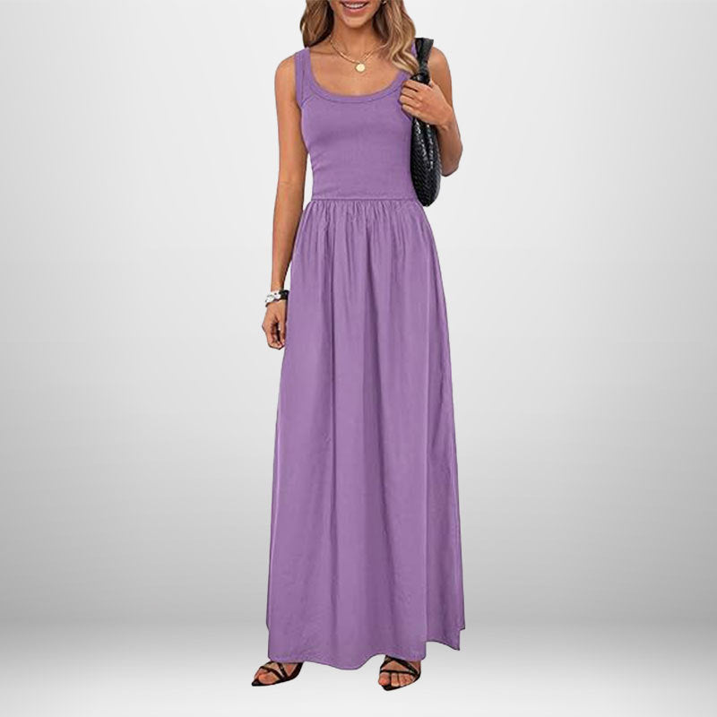 Damen Maxikleid Baumwolle Elastisch
