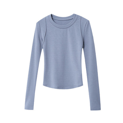 Damen Langarmshirt Figurbetont Weich Grün Eveloria