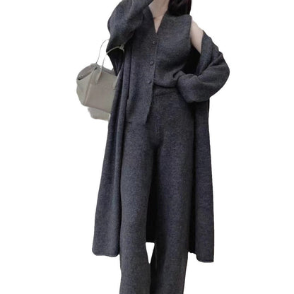 Damen Strickensemble Longcardigan Weite Hose Eveloria