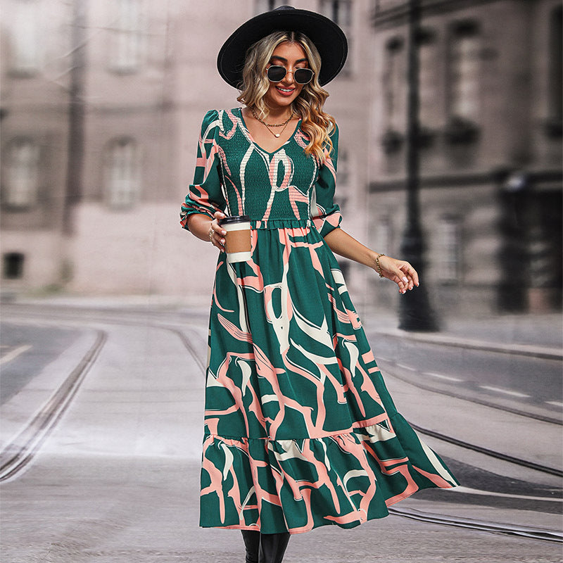 Damen Maxikleid V-Ausschnitt Fließschnitt Eveloria - Eveloria
