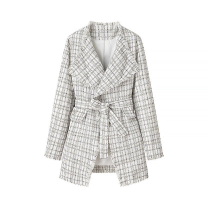 Damen Blazer mit Gürtel Strukturiertes Muster Eveloria