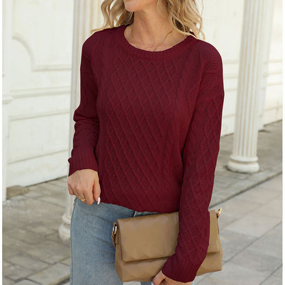 Damen Strickpullover Rautenmuster Eveloria