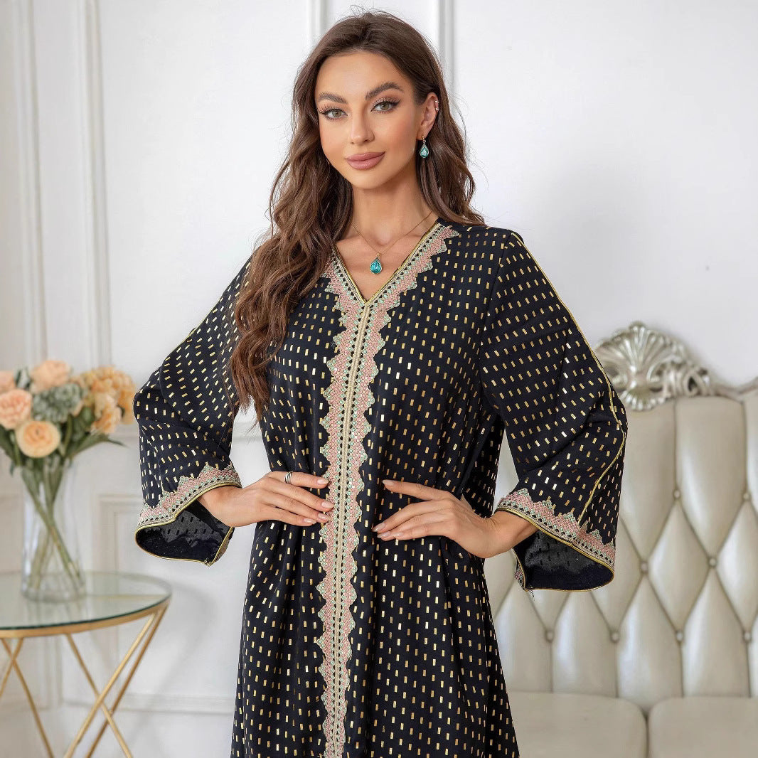 Damen Maxi-Kleid Kaftan-Stil mit Verzierungen Eveloria