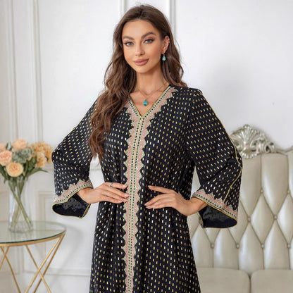 Damen Maxi-Kleid Kaftan-Stil mit Verzierungen Eveloria