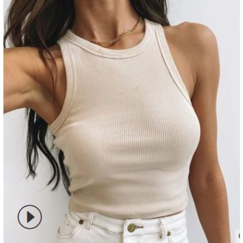 Damen Cropped Rippstruktur Breite Träger Eveloria