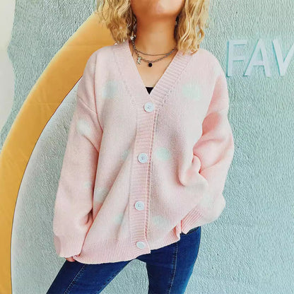 Damen Strickcardigan mit Punktedesign Bequem Eveloria
