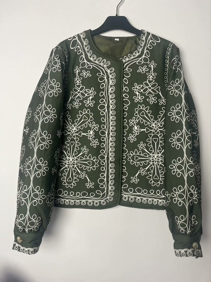 Damen Jacke Patchwork Floralmuster Elegant Eveloria