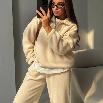 Damen Fleece-Jogginganzug Hochkragen Eveloria