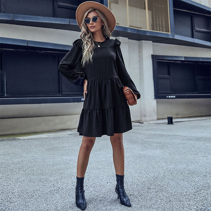 Damen Sommerkleid Leichter Stoff Rüschendetails Pastellfarbe