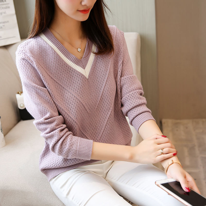 Damen Pullover V-Ausschnitt Strukturiertes Muster Eveloria