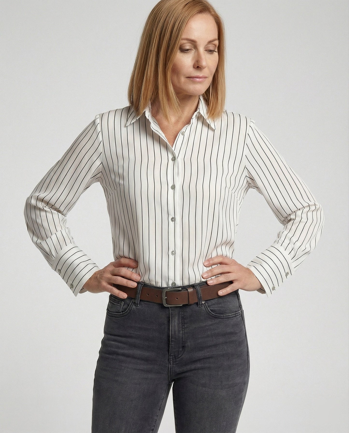 Damen Streifenbluse Moderner Schnitt - Eveloria