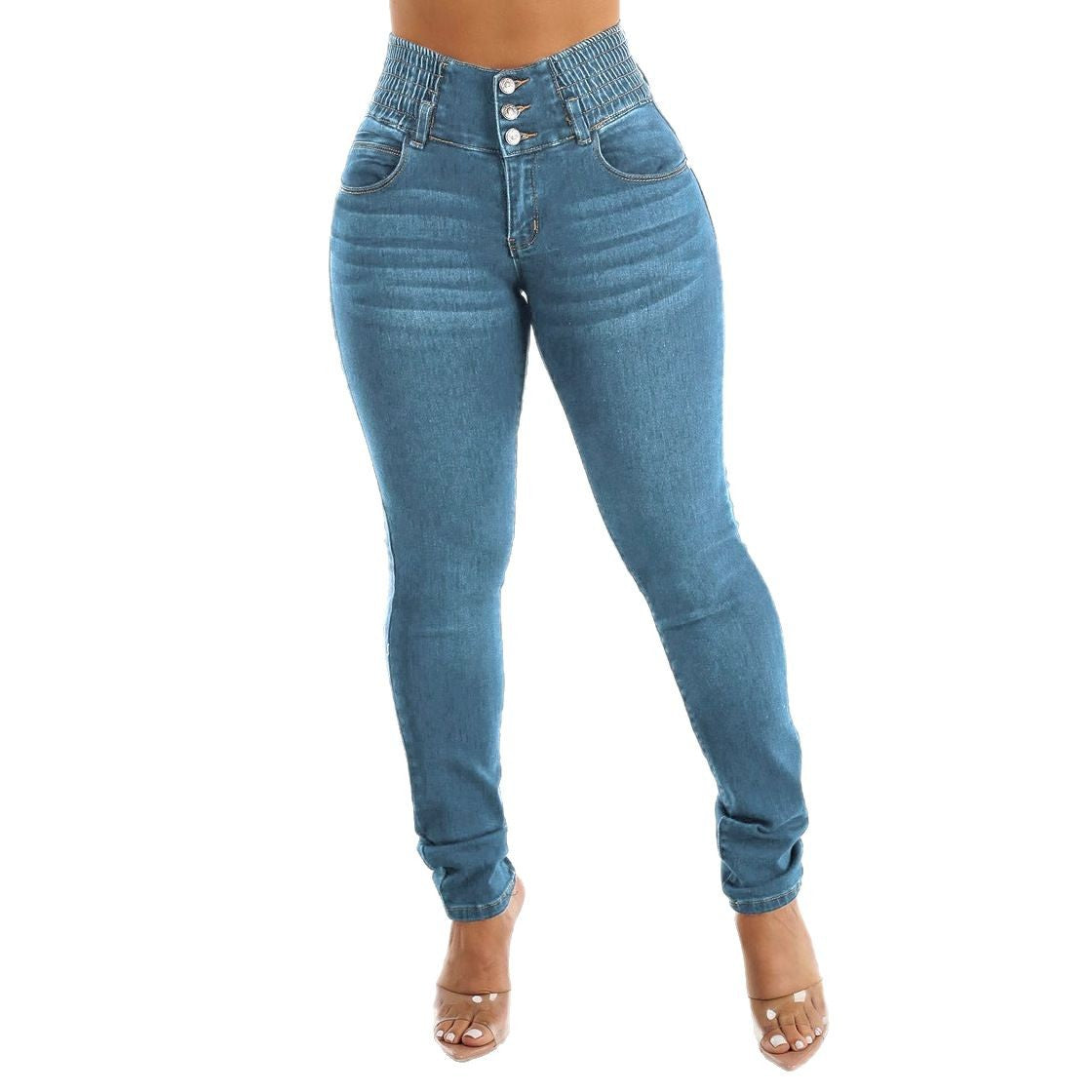 Damen Skinny Jeans Hochtaillierte Elastisch Eveloria