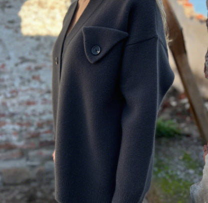 Damen Strickcardigan mit Knöpfen und breiten Ärmeln