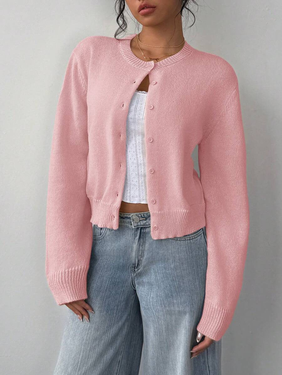 Damen Strickjacke aus softer Baumwolle mit Knöpfen Beige