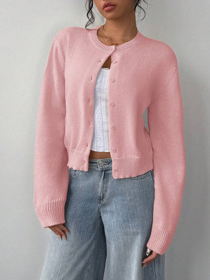 Damen Strickjacke aus softer Baumwolle mit Knöpfen Beige
