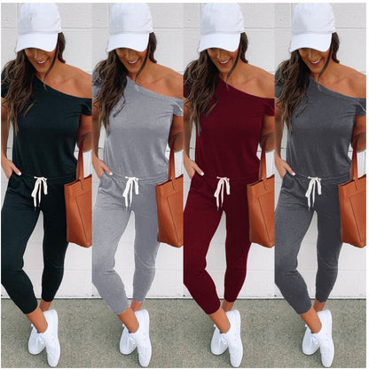 Damen Jumpsuit Asymmetrischer Ausschnitt Hohe Taille Eveloria - Eveloria