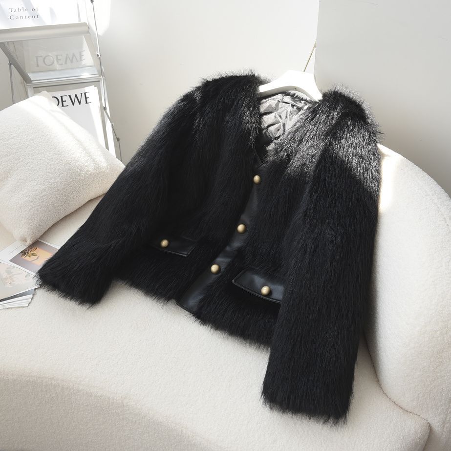 Damen Fuzzy Pelzjacke Eveloria