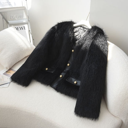 Damen Fuzzy Pelzjacke Eveloria